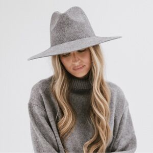 Gigi Pip Grey Scottie Felt Wool Wide Brim Fedora